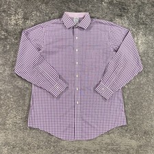 Brooks Brothers Shirt Mens 16.5 X 34 Purple Gingham Check Classic 1818 Non Iron