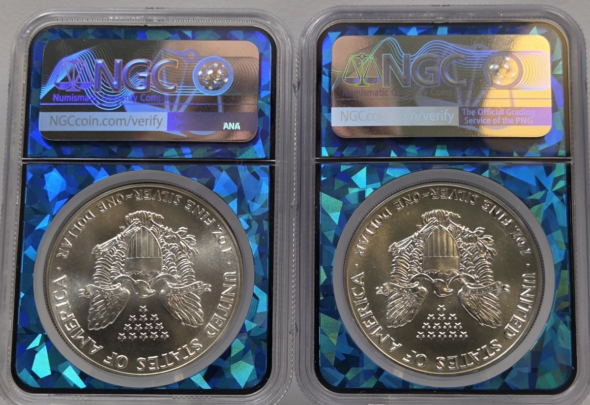 1986 1987 (S) Eagle S$1 MS 69 2 coin set NGC Blue Prism Slab | eBay