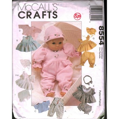 McCall's 8554 Crafts Doll Clothes Sewing Pattern Baby Dolls 8-16'' Vintage 1996