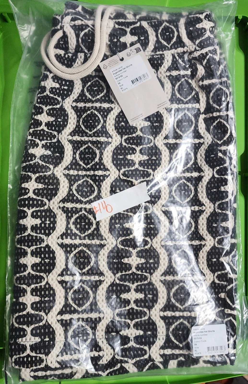 OAS Hypnotise Cuba Net Shorts Mens Size XL Geometric Lined Pull On NIB Black