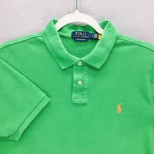Polo Ralph Lauren Polo Shirt Mens L Custom Slim Fit Green Short Sleeve Pony