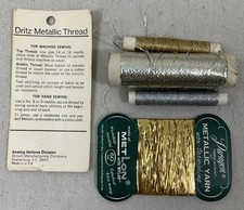 Vintage Scovill Dritz Metallic Silver Thread - lot of 4 styles