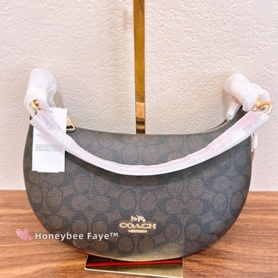 NWT COACH CX811 Payton Hobo Bag In Signature Canvas Walnut/Bold