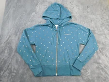 Spiritual Gangster Hoodie Womens Medium Teal Blue Full Zip Free Spirit Stars