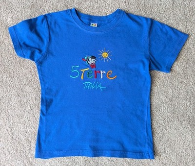 Cinque Terre Embroidered Pinnochio Kids T-Shirt ''5 Terre'' size 6/8