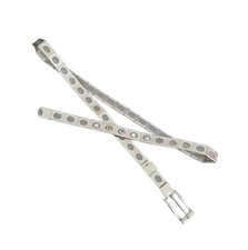 Vintage Silver-tone Metal Link Skinny Belt w/Mesh Inlay Sz M/L