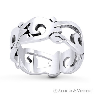 Statement-Ring 7,5 mm breit Freeform rechts 925 Sterlingsilber vorsteckbar Band