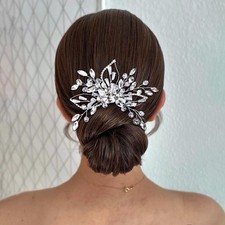 Rhinestone Bridal Hair Comb,Bead Flower Headpieces,Crystal Hair Accessories f...