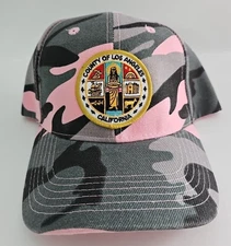Classic Pink Camo Baseball Cap County of Los Angeles California Adjustable New