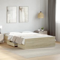 Bettgestell Mit Schubladen 120X200 Cm Sonoma-Eiche Holzwerkstoff