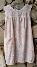 Vintage DREAMCOATS Nightgown House Dress Large Pink Floral Sleeveless EC