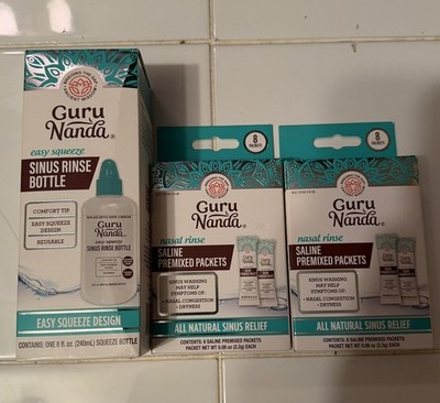 Guru Nanda Sinus Care Starter Kit Easy Squeeze Bottle & 16 Saline Packets