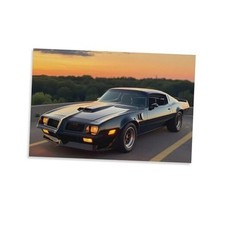 Classic Automotive American Muscle Car Sunset Car 24L" x 16W" Unframe-style