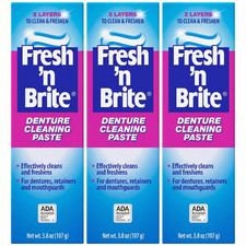 Fresh N Brite Denture Cleaning Paste 3.8oz Pack of 3 Fast Stain Removal Mint