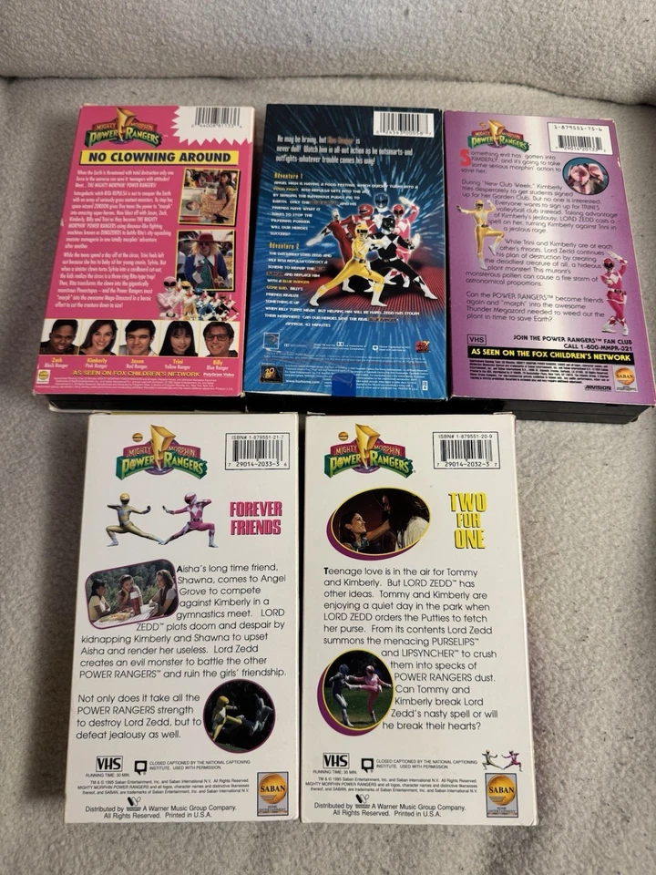 Mighty Morphin Power Rangers VHS Tapes Lot Girl Power 90s Nostalgia Pink Yellow - Image 3 of 4