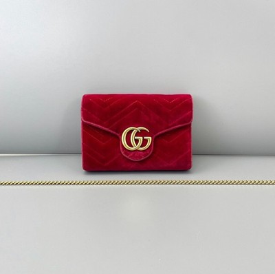 Gucci Marmont WOC Red Velvet Chain Shoulder Bag Gucci A9168