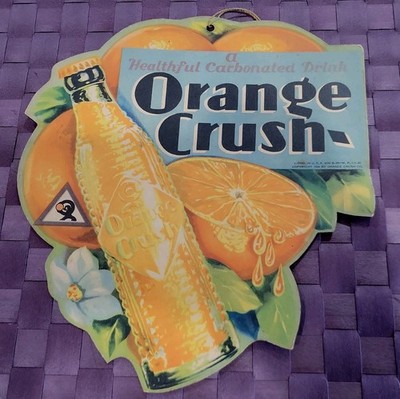 1933 Orange Crush 2 Sided Cardboard Advertising Sign Store Display RARE 9x9 