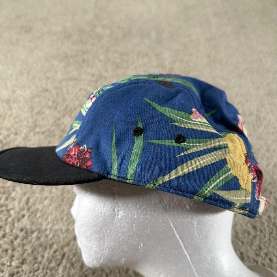 Gorra de carbón con correa trasera floral azul negro ajustable 5 paneles para hombre verano al aire libre Foto 2 de 4