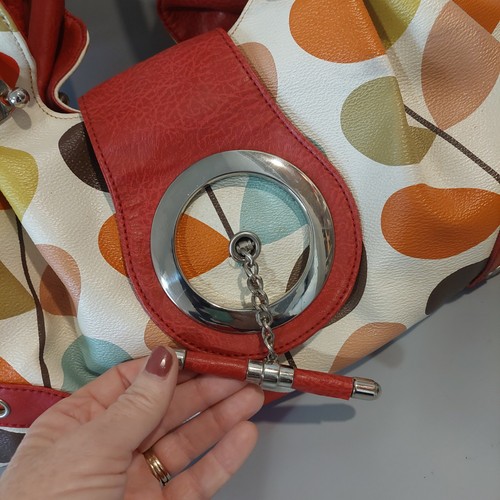 Vintage Y2K ABSTRACT MOD TEARDROP BOUTIQUE Purse Chunky Cinched Quality PVC - Picture 6 of 17