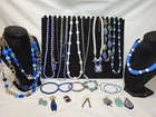 Vtg Now Blue Mixed Bulk Costume Jewelry Lot Necklace Bracelet Earrings #1008