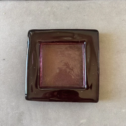 Vintage Blenko square art glass amethyst ashtray candle holder trinket dish 7"