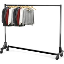 Garment Rack Heavy Duty Metal 500lb Load Z-Base Long Bar for Storage