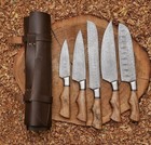 Custom Handmade Damascus Kitchen Knives Set Chef Knife Set Hand Forged Set