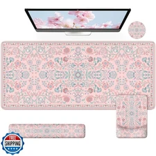 iCasso Mouse Pad with Wrist Rest,Large Desk Mat Set,Ergonomic Keyboard Pad wi
