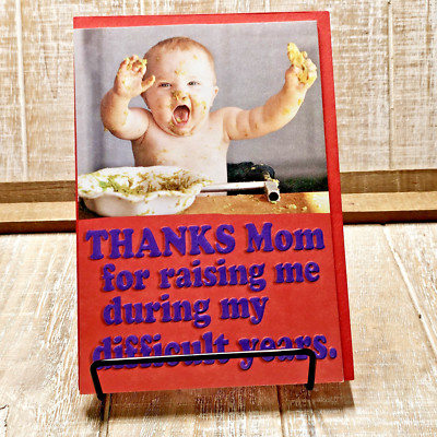 Recycled Paper Greetings Mother's Day Card 5x7 Mom Red Purple Messy Baby Funny