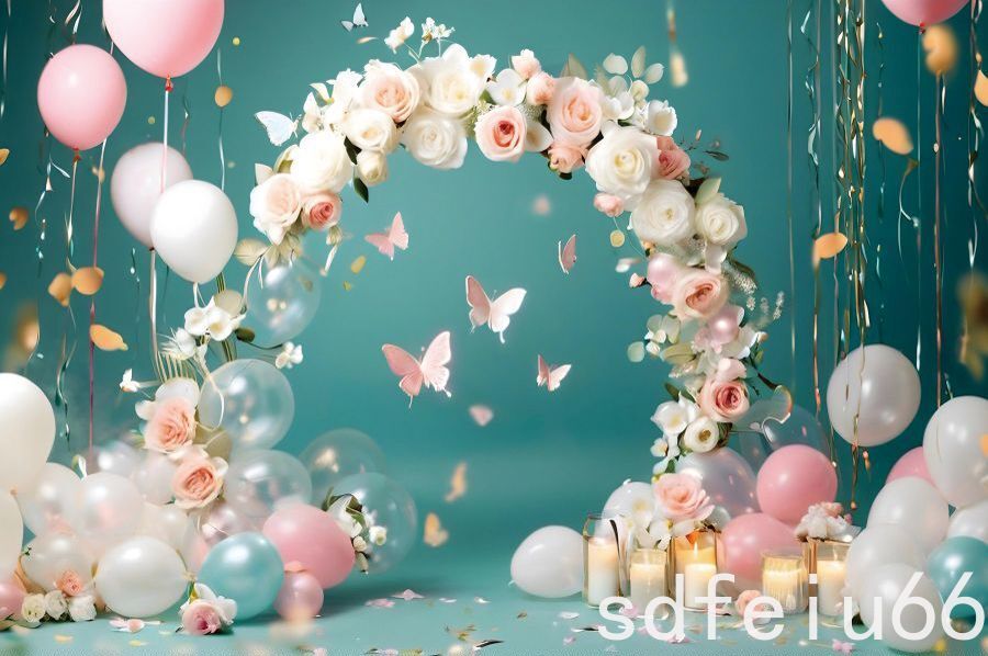 Baby Shower Flower Butterfly Wedding Birthday Backdrop Photo Background Decor