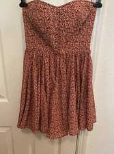 PINS & NEEDLES Urban Outfitters Strapless Red Mini Floral Bustier Dress Lined S