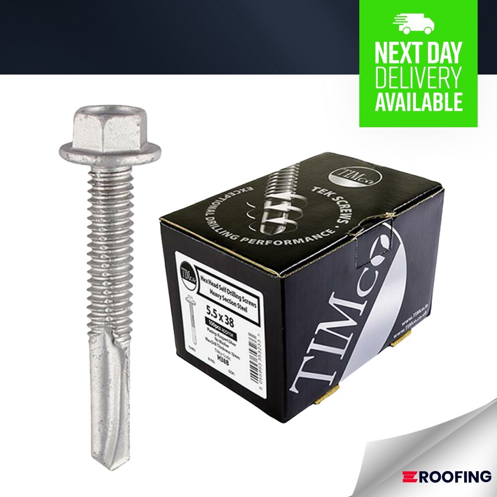 Timco Metal Construction Heavy Section Screws | Hex | Self-Drilling - 5.5 x 38mm