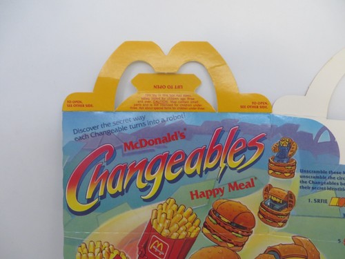 Vtg 1987 McDONALD'S CHANGEABLES Transformers Happy Meal BOX UNUSED Never Folded! - Picture 2 of 16