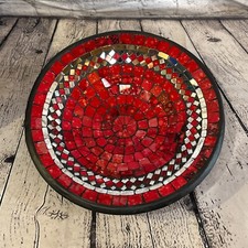 28cm Red Round Mosaic Handmade Ceramic Glass Tile Bowl Fruit