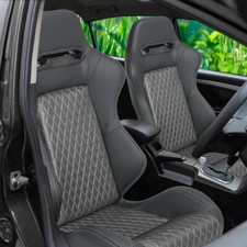 Pair Of 2 Reclinable Bucket Seats Racing Seats Pvc Leather Sport Seats W Slider