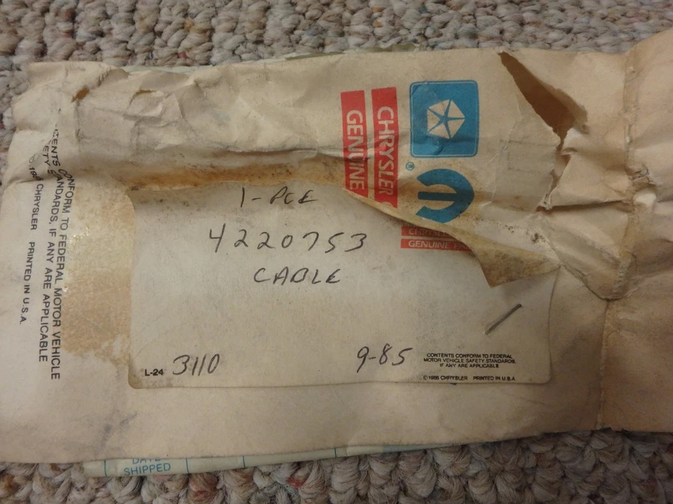 1985 年第五大道奇兰瑟克莱斯勒纽约客速度计电缆 4220753 — 第 3/3 张图片