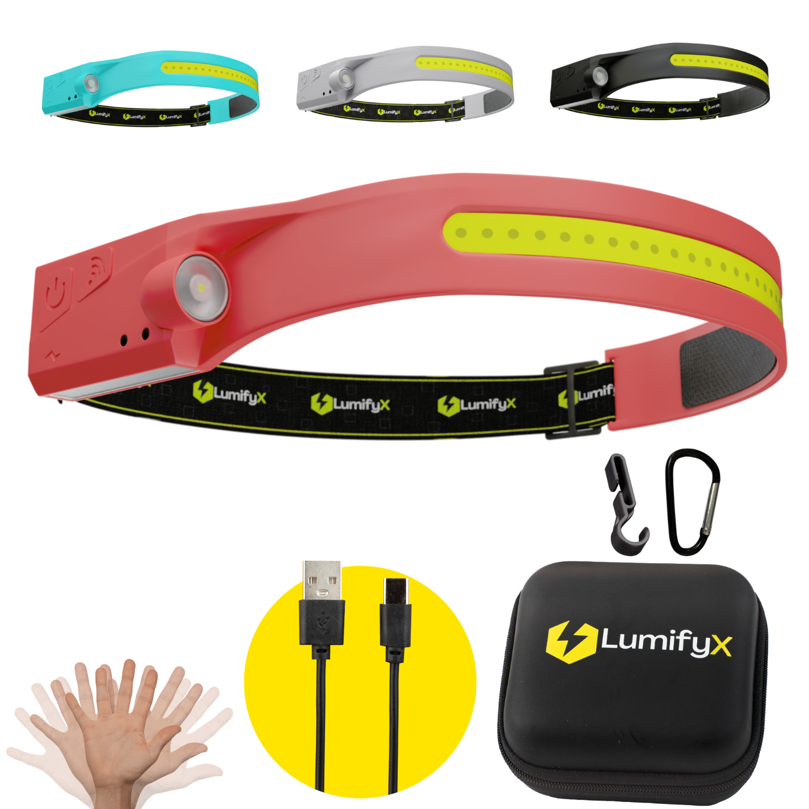 Faro recargable sensor de movimiento COB con estuche de faro EVA espacio libre LED