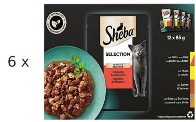 (  7,67 / kg) SHEBA Selection in Sauce Herzhafte Komposition Multipack 72 x 85 g