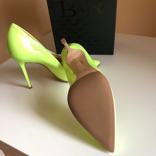 Damen Pumps Größe 39 Neon Gelb Lackleder von R&R Renzi Italia neu mit Karton - Picture 6 of 6