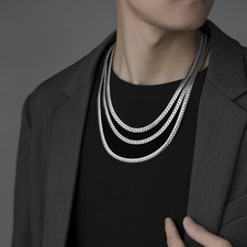 Hip Hop Titanium Steel 6mm Hand Embossed Cuban Chains Necklace For Men 20"-24"