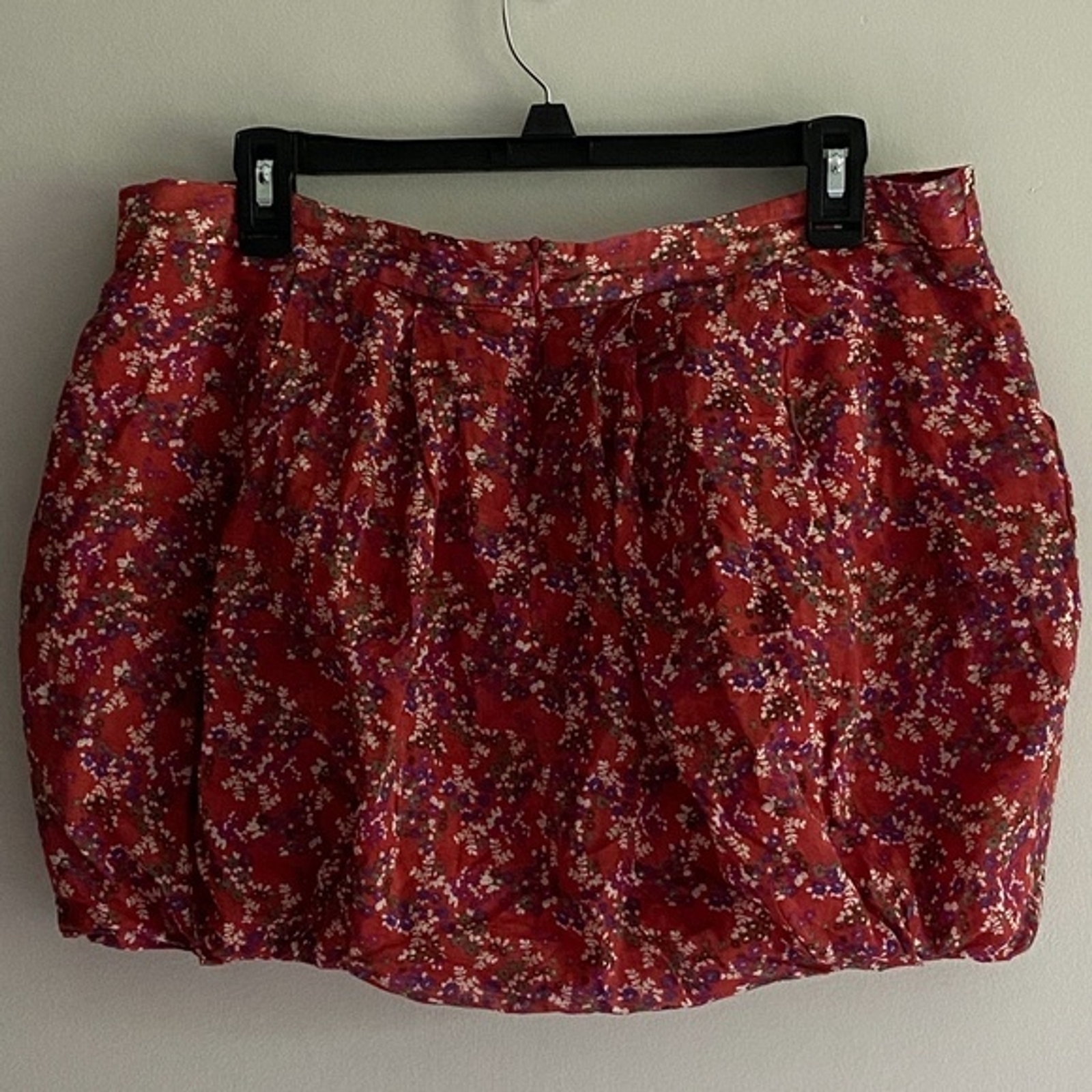 Zara Basic Floral Bubble Hem Mini Skirt Large 100… - image 2
