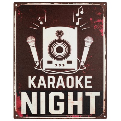 Blechschild 20 x 25 cm Karaoke Night Retro Vintage Tin sign Wand Dekoration
