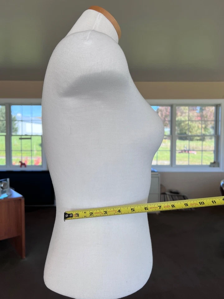 Dressmaker Seamstress Dress Form Ivory Mannequin Size 8 Wood Base Female - Image 3 of 4