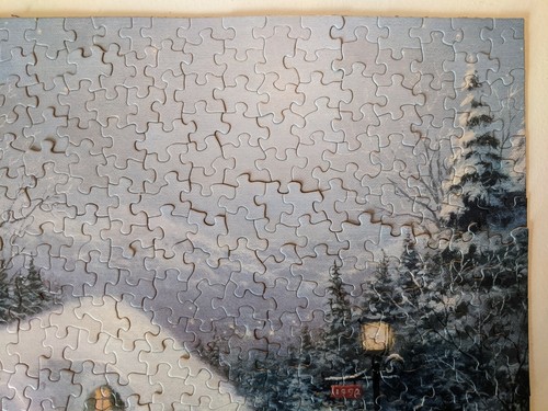 Springbok Thomas Kinkade SILENT NIGHT 500pc Jigsaw Puzzle WINTER CABIN Christmas - Picture 4 of 11