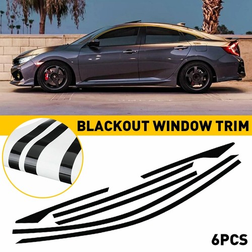 2016-2021 For Honda Civic Sedan Gloss Black Delete Blackout Window Trim matte EW - Picture 12 of 12