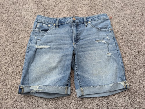 Seven7 Jeans Bermuda Shorts Womens 6 Denim Blue Distressed