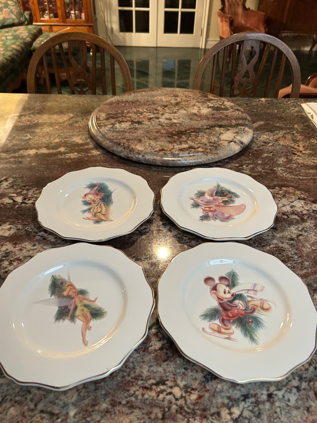 Vintage Disney China Salad/ Dessert Plate set of 4, 9”