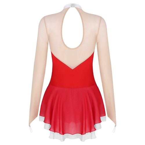 Mujer Vestido Mangas Largas Ropa de baile Figura Patinaje Vestidos de baile Patchwork Transparente - Imagen 53 de 59