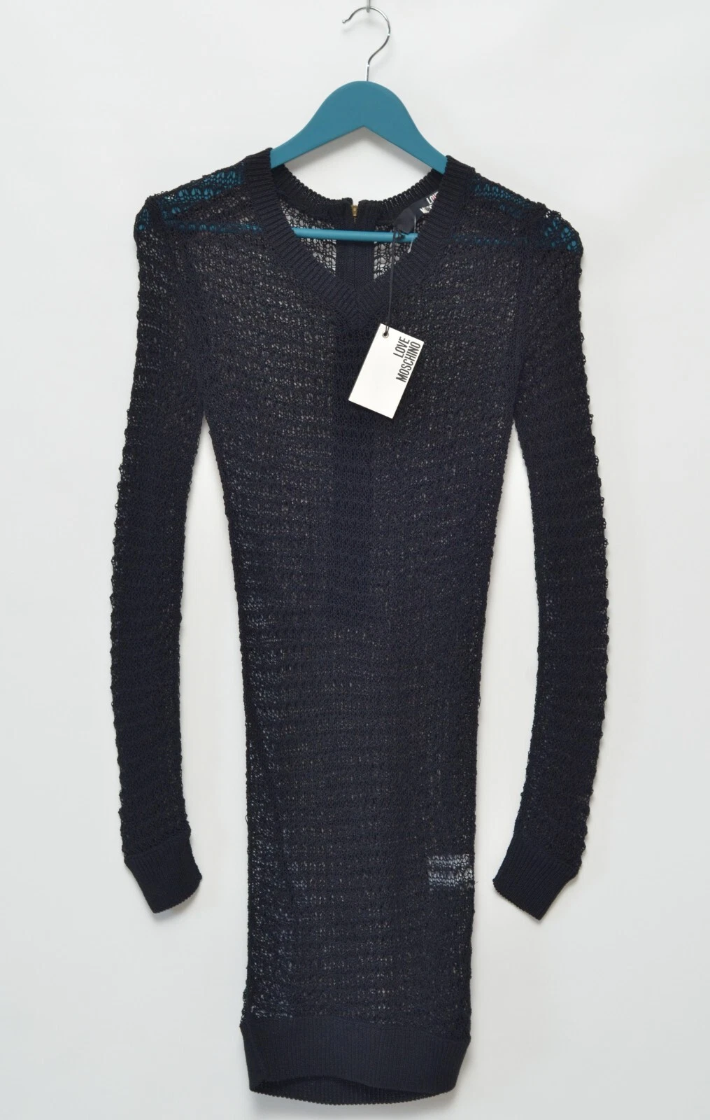 Love Moschino Lusso NUOVO! Abito donna nero in maglia taglia XS