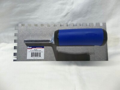 2 - BON 4-1/2'' X 11'' NOTCHED TROWEL WITH COMFORT GRIP HANDLE 3/8'' SPACING